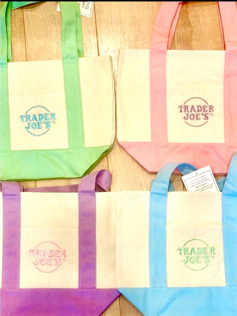 All 4 Mini Tote Bags in Pastel Colors! Complete set!